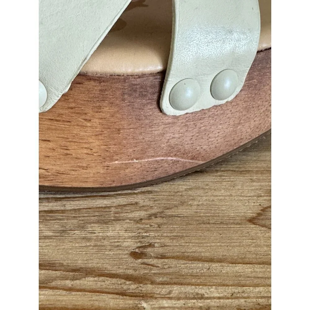 Sam Edelman Josephine Modern Ivory Leather Open Toe Platform Sandals Size 9.5